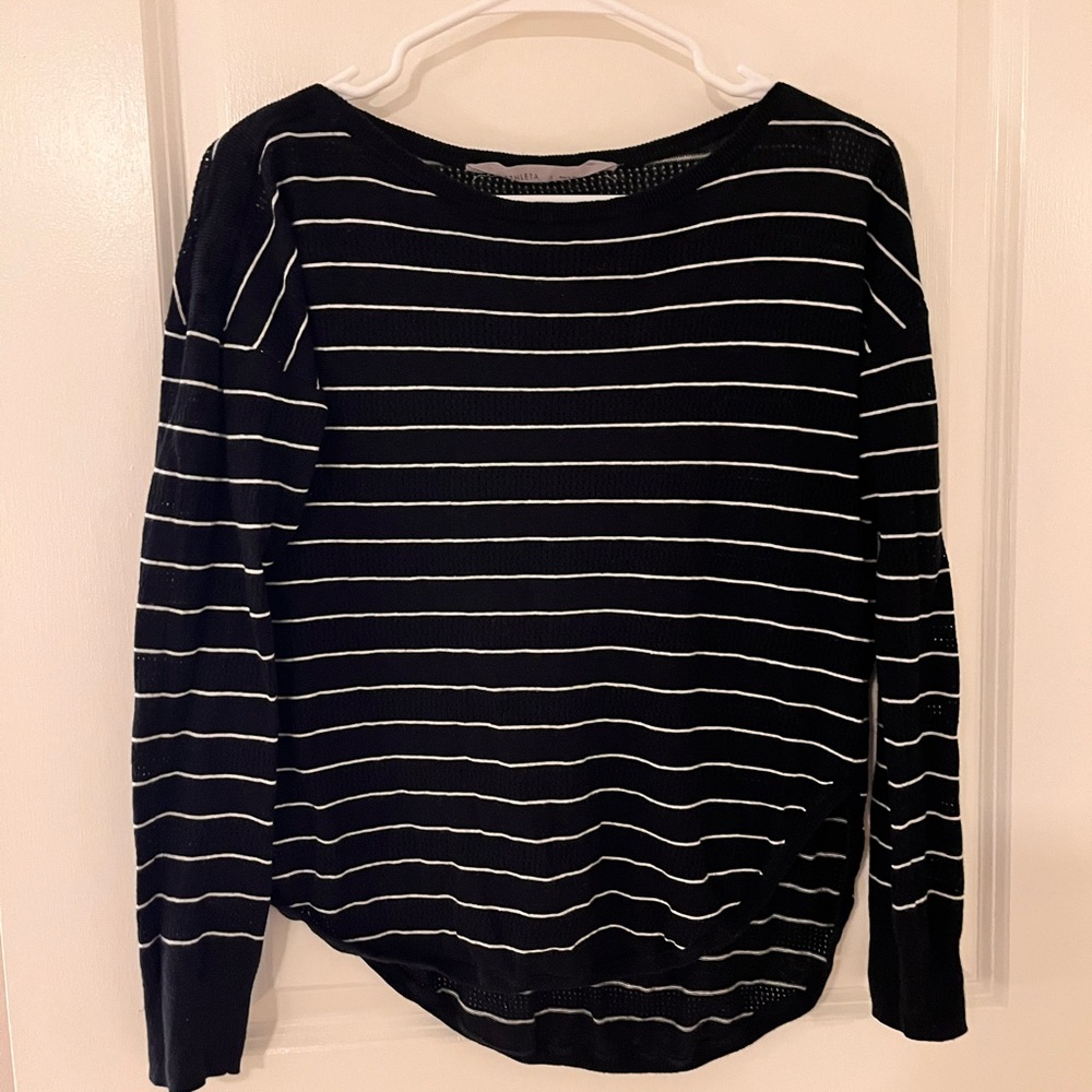 Athleta Black and White Striped Sweater
